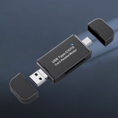 jixopn3in1Smart Memory MicroSD Card Reader, Διπλή κάρτα USB C3.0, Αντισεισμική, Plug & Play, συμβατό με Apple OTG 2