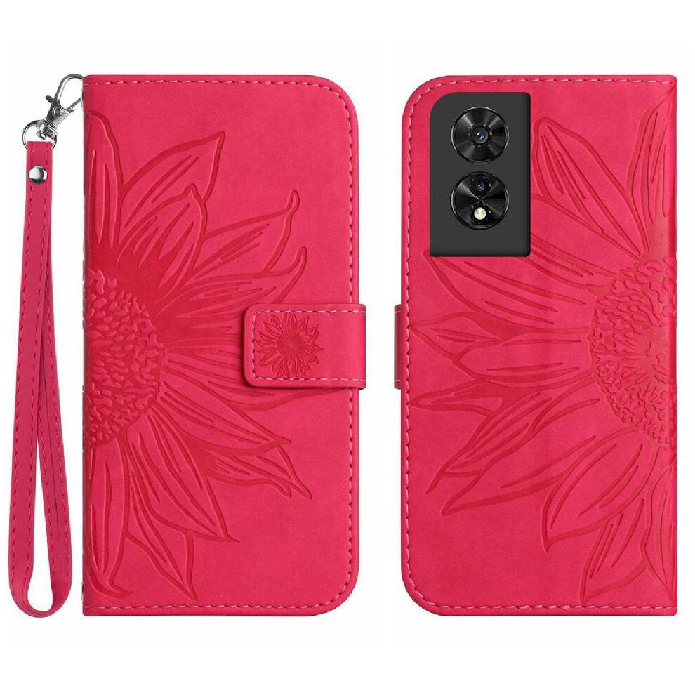Case For Compatible With Tcl 50 Se Embossed Sunflower Flip Wallet Phone Case Short Strap With Card Slots Holder Luxury Pu Leather 9425574897459