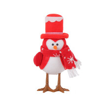Décoration de table lumineuse MarinaVida pour Noël : oiseaux en tissu lumineux avec chapeau et écharpe, adorable figurine pour décorer votre