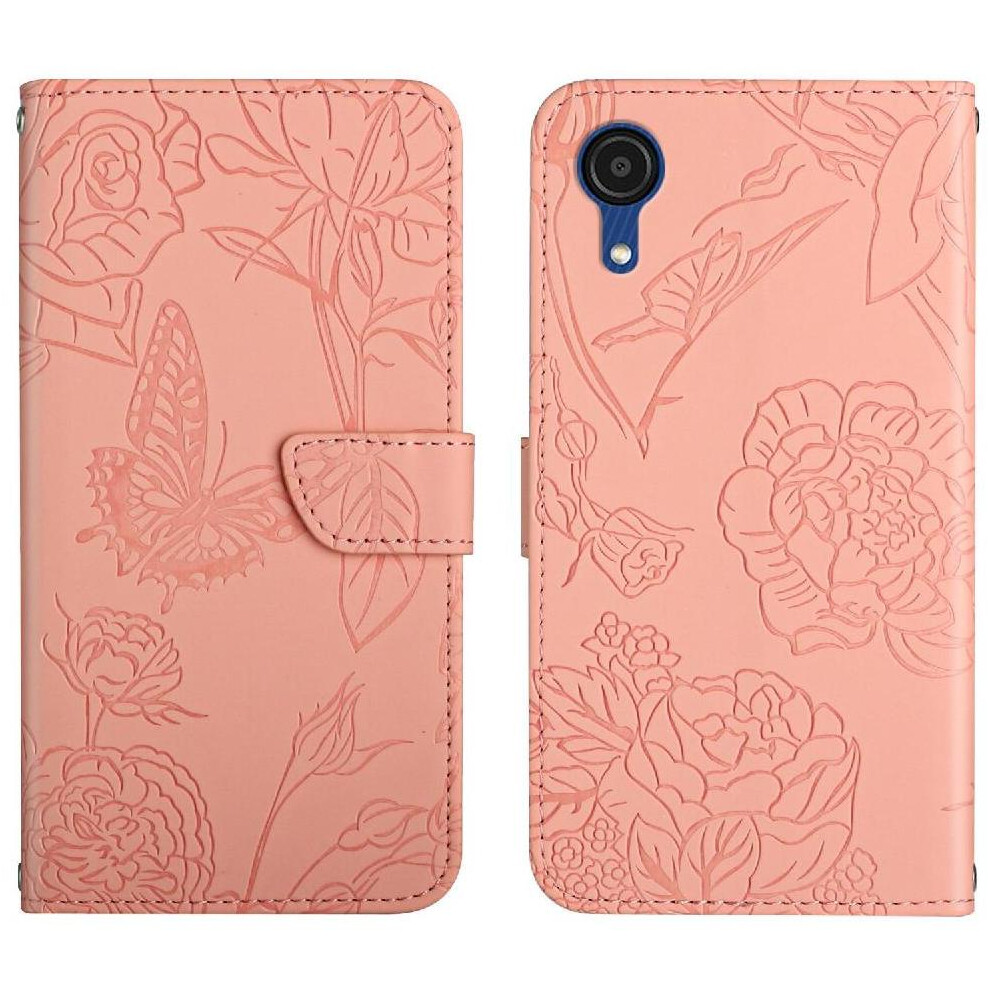 Flowers & Butterflies Wrist Strap Case For Samsung Galaxy A03 Core, Shockproof Anti-Drop Pu Leather Flip Cover 9425574897589