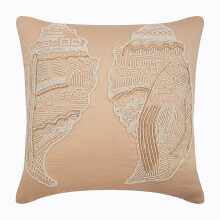 Housse de coussin en lin beige 40 x 40 cm pour canapé, housse de coussin décorative, motif créatures marines et coquillages, style plage,