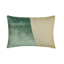 HomeCentric Fodera per cuscino lombare 30x55 cm (confezione da 2), velluto e lino, tinta unita, patchwork, moderno - Vellutinous Aqua