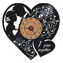 Horloge murale Poaug en liquidation, USB, noire, design moderne, horloge murale rétro en vinyle, cœur en promotion, décoration intérieure marron