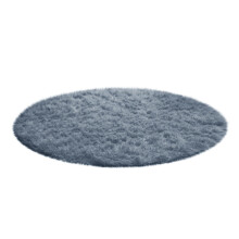 Tapis de douche antidérapant de 40 cm de diamètre, gris argenté, doux et antidérapant pour salle de bain, chambre, yoga - 1 tapis rond moelleux