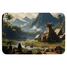 Tapis de bain en mousse à mémoire de forme Tribal Village 51 x 79 cm, lavable en machine, antidérapant, séchage rapide, doux et ultra-absorbant