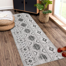 Tapis de couloir Haperlare, tapis géométrique bohème, lavable, tapis moderne, antidérapant, tapis d'intérieur, tapis d'appoint, tapis fin et