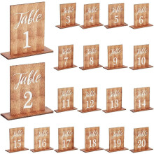 20 set di numeri da tavolo in legno da 4x3 pollici con base, compatibili con centrotavola rustici per matrimoni, ricevimenti, feste e decorazioni per