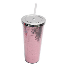 Gobelet à paillette Poaug en liquidation, double couche, en plastique, orné de sequins. Gobelet créatif pour boissons fraîches d'été, en