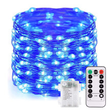 Christmas Fairy Lights, Battery Operated 16ft 50LEDs String Lights Remote Control Timer 8 Modes String Lights for Garden Party Indoor Decor, Blue