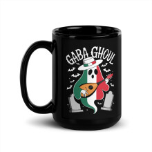 Mug noir brillant GabaGhoul mignon pour Halloween, Gaba Ghoul Fantôme Amusant Italien Gabagool (44 cl)
