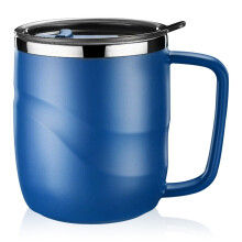 400 ml Kaffeebecher aus Edelstahl 304 mit Deckel und Henkel, doppelwandig, wiederverwendbar und langlebig für heißes und kaltes Wasser, Kaffee und