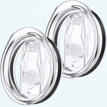 Lot de 2 couvercles de rechange pour gobelet isotherme de 590 ml (20 oz), en plastique transparent résistant aux éclaboussures
