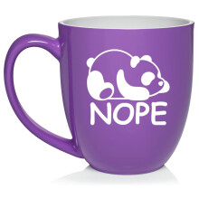 Panda Nope Lustige Keramik-Kaffeetasse/Teetasse als Geschenk (473 ml, Lila)