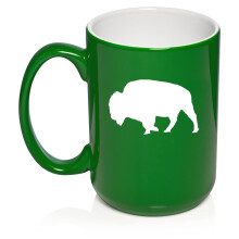 Keramische koffiemok met buffelmotief, 440 ml groene theekop, cadeau voor haar, hem, mannen, vrouwen, broer, zus, echtgenote, echtgenoot, verjaardag,
