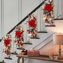 1 stuk kerstslinger voor trapdecoratie, voordeurdecoratie, draadloze hangers, geschikt voor alle seizoenen
