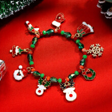 1 stuk kerstarmband met rendiermuts, sneeuwvlokvormige hanger en imitatiekristallen kralen, kerstcadeau