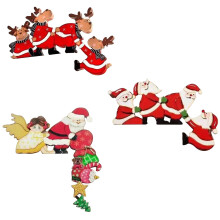 Décoration de porte de Noël, Père Noël, panneau en bois (3 pièces)