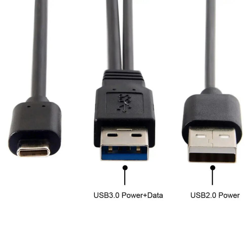 For Type-C Usb-C To Usb 3.0 Cable For Adapter Usb-C Type-C To Usb 3.0 Male Usb 2.0 Dual Power Data Y Cable For Laptop Hard Disk 9083649079454