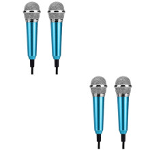 4 pcs Mobile K Song Microphone National K Singing Bar Microphone Song Artifact Cell Phone Microphone Mini Microphone (Blue, Random Type)