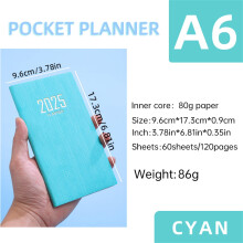 A6 Small Journal Notebook, Pocket Notebook Mini Notebook Hardcover, Weekly Daily Planner Schedule Organizer 365-Day Daily Planning Notebook for 2025