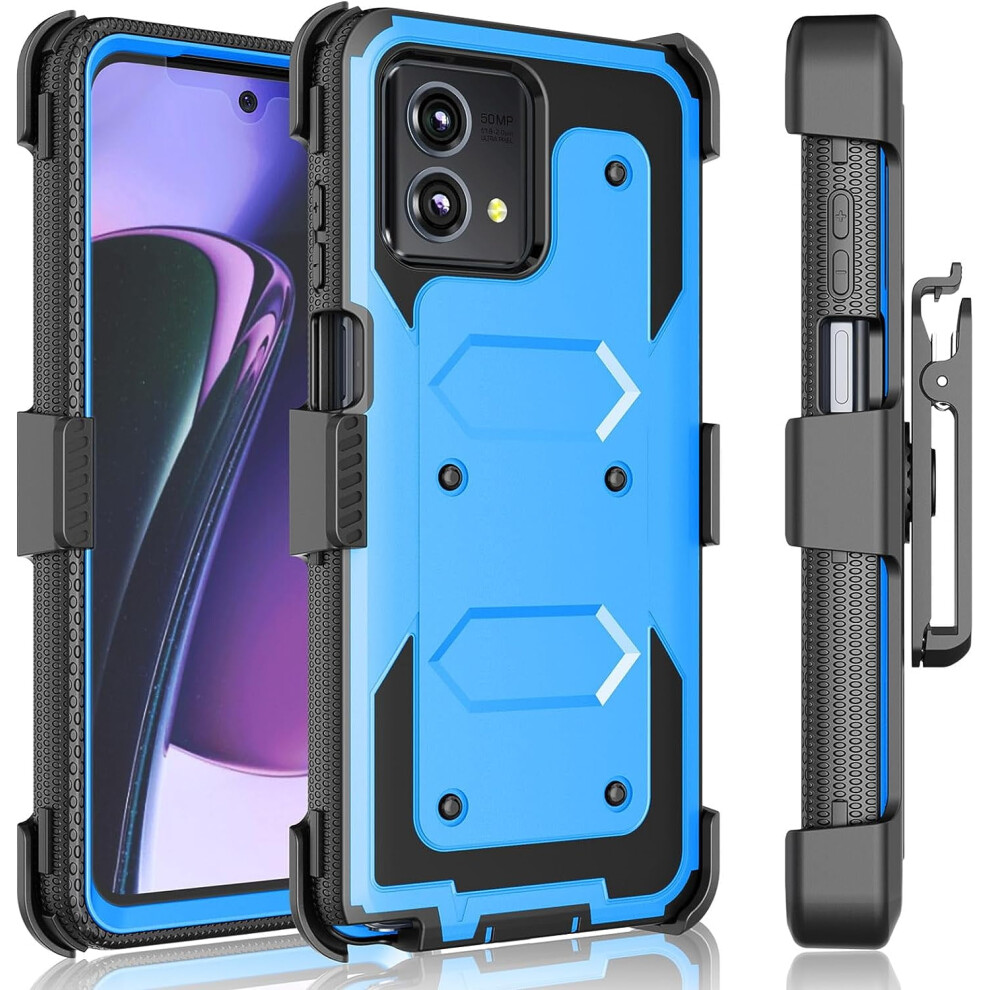 Compatible With Holster Case For Motorola Moto G Stylus 5G, Shock Absorbing, Built-In Screen, Kickstand, Locking Belt Clip, Swivel Defender Cover - 9083649081730