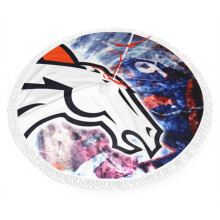 Broncos Christmas Fringe Plush Tree Skirt - Football Team Color Decor, Bright & Easy to Install, Great Gift for Sports Fans (30" 36" 48")