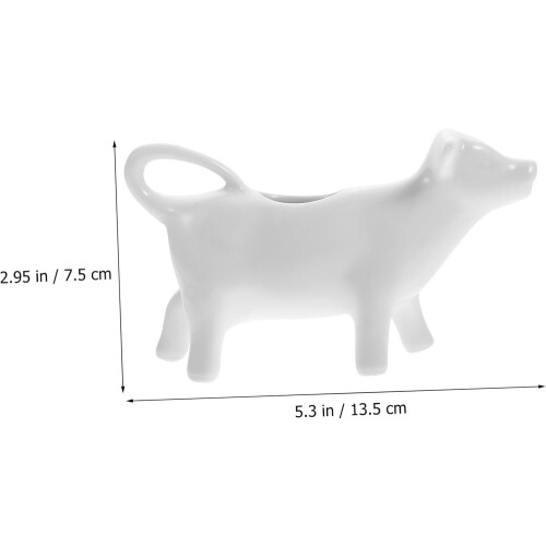 Ceramic Milk Jug White Cow Shape Pitcher for Coffee and Tea Easy Clean Kitchen Dining Use 1