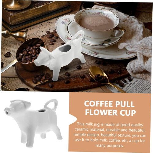 Ceramic Milk Jug White Cow Shape Pitcher for Coffee and Tea Easy Clean Kitchen Dining Use 2