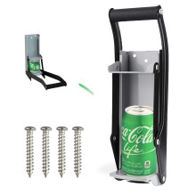 Wall Mounted Heavy Duty 16 Ounce Can Crusher with Bottle Opener and Upgraded Ergonomic Handle