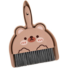 Mini Dustpan and Brush Set Compact Lightweight Cute Cartoon Desk Cleaner for Home Office Brown Bear