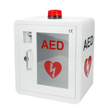 AED Cabinet Wall Mounted Steel Weatherproof Defibrillator Storage Box with Alarm and Strobe Light