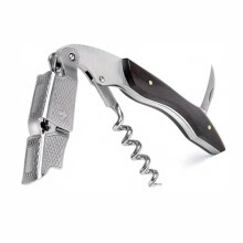 Professional Waiter's Corkscrew with DoubleHinged Design and Wood Handle Stainless Steel Wine Opener