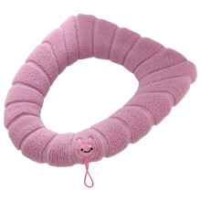 Ultra Soft Cartoon Embroidery Toilet Seat Cover: Keep Warm, All Inclusive, O-Shape, Plush, Toilet Ring Mat, with Handle, Bathroom Supplies