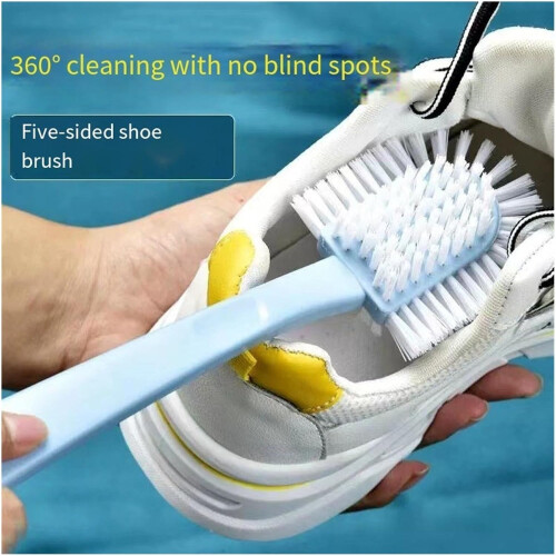 FiveSided Shoe Cleaning Brush with Soft Bristles, 360 FullAngle MultiFunctional Tool – Blue 1