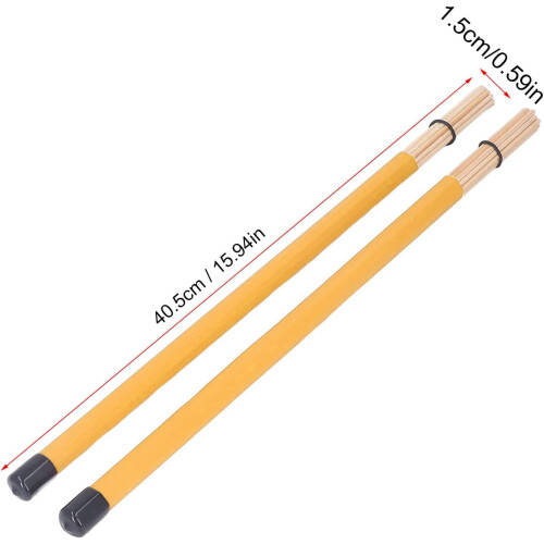 Drum Brushes and Bamboo Drumsticks Set 2Pcs with Ergonomic Handle for Jazz Kit and Ensemble 1