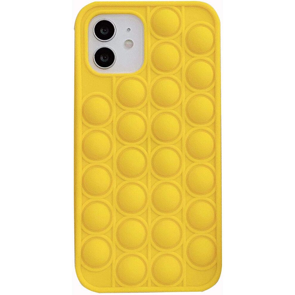 Pop It Phone Case With Builtin Pop Bubbles, Silicone Shockproof Cover For Iphone Xr Yellow 9070919081637