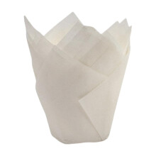 50 Pack Greaseproof Tulip Cupcake Liners Elegant Heat Wrappers for Weddings and Parties