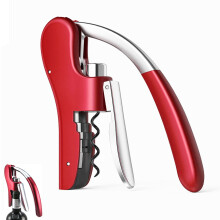 Wine Opener Lever Corkscrew with BuiltIn Foil Cutter, Ergonomic Handle, Zinc Alloy, Red