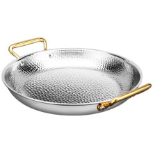 Spanish Paella Pan 34cm Hand Hammered Non Stick with Dual Riveted Handles for Home and Restaurant