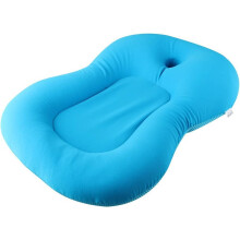 Baby Bath Mat & Pillow, Soft Anti-Slip Bath Support Cushion for Tub, Floating Infant Bathing Pad, Newborn Essentials - Blue