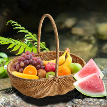 Keeplus Multipurpose Woven Basket with Handle, Large Decoration Fruit & Wine Basket for Picnic, Harvest, Gathering