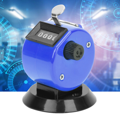 4-Digit ABS Plastic Hand Tally Counter with Hook, 0-9999 Count, Blue 2