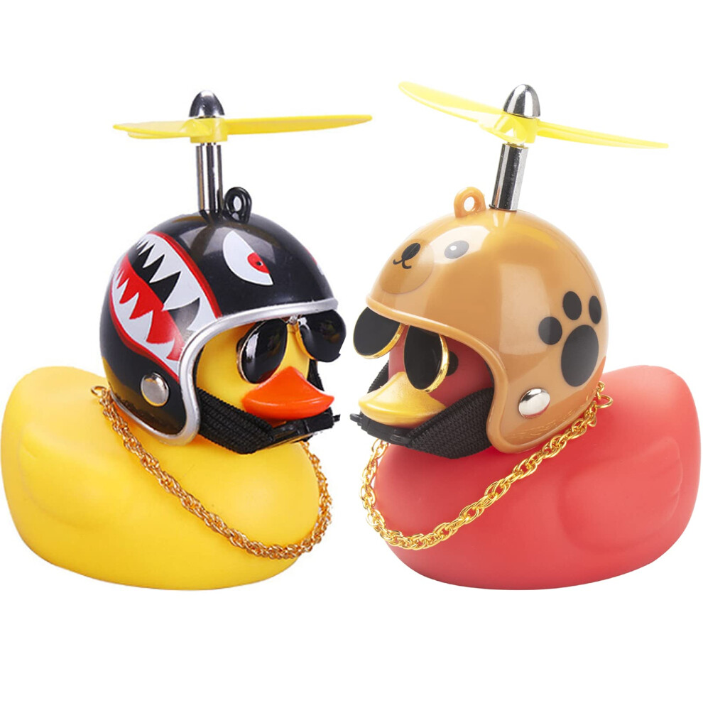 And Rubber Duck Car Dashboard Decoration With Helmet And Builtin Squeaker Red/Yellow 9113335083615