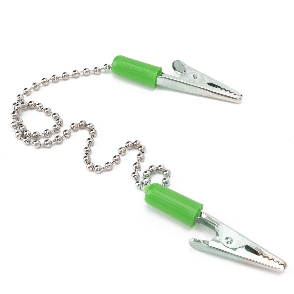 Green 5Pcs Dental Bib Clip Napkin Holders With Steel Ball Chain,
