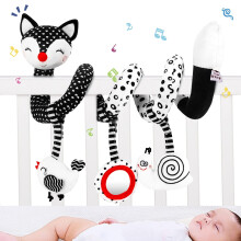 Baby Car Seat Toy with  Contrast Black and White Design, Sensory Spiral Stroller and Crib Mobile