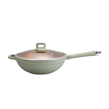 32cm NonStick Clay Wok Induction Ready DieCast Pan for Family Size StirFrying and Easy Cleanup