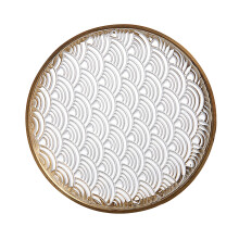 Glass Coasters for Drinks Chinese Ocean Wave Round Coasters Vintage Clear Cup Coaster Decorative Hot and Cold Mug Pad for Tea Room Table Decor