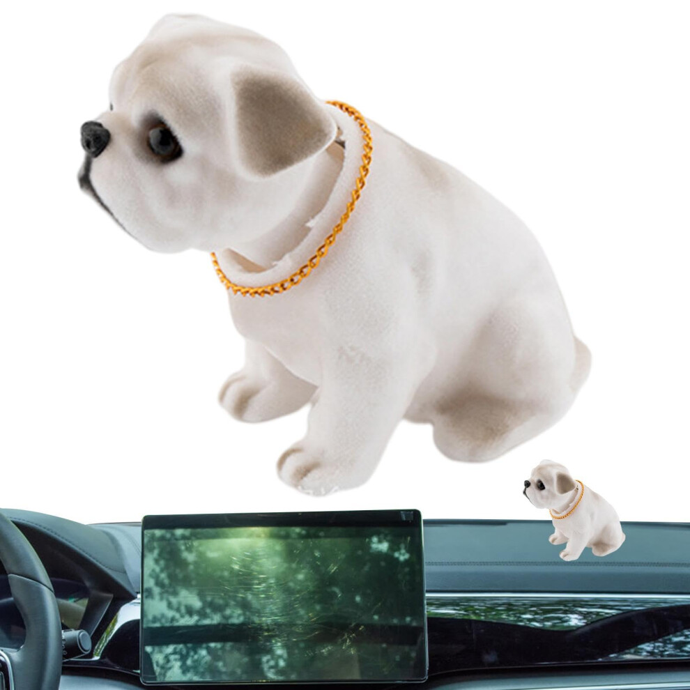 Cute Flocking Resin Nodding Dog Figurine With Automatic Motion For Car Dashboard Decor 9113335086951