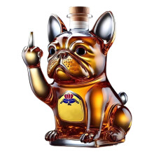Funny French Bulldog Whiskey Decanter with Middle Finger Design, Novelty Whiskey Bottle for Men