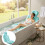 Bath Pillow with Ergonomic Full Back Support and Seat Pad, QuickDry Fabric, Cyan 2